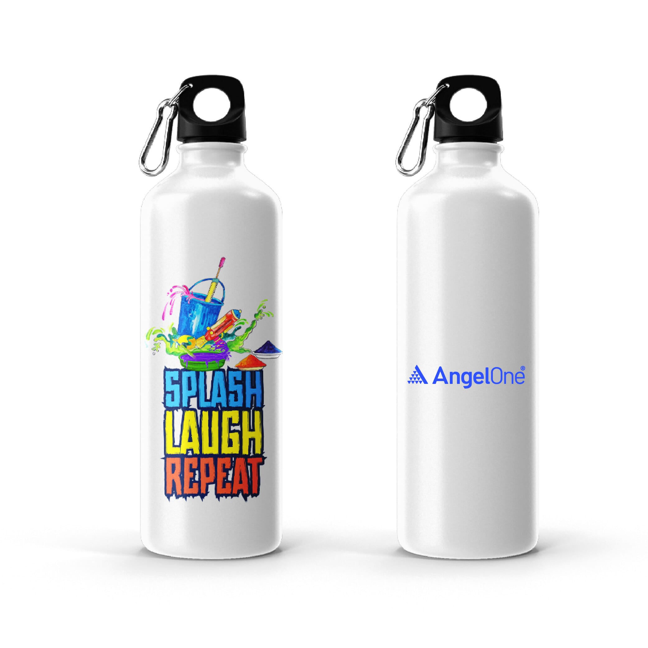 Splash Laugh Repeat Sublimation Bottle- White- 600ml